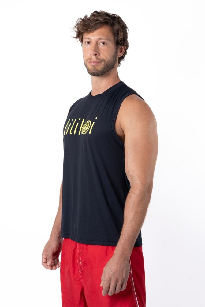 Men's Dri-Fit Sleeveless Shirt with LILIKOI logo - BLACK / YELLOW - lilikoiwear.com