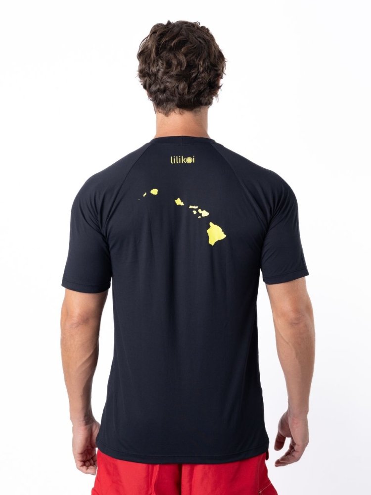 Men's Dri-Fit T-Shirt with ALOHA graphic - BLACK / WHITE - lilikoiwear.com
