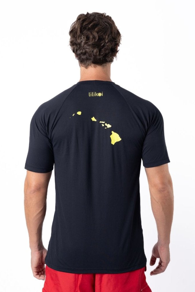 Men's Dri-Fit T-Shirt with ALOHA graphic - BLACK / WHITE - lilikoiwear.com