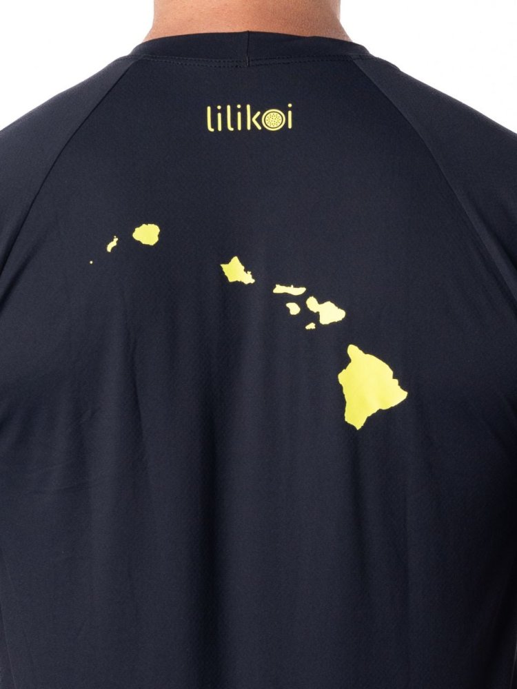 Men's Dri-Fit T-Shirt with ALOHA graphic - BLACK / WHITE - lilikoiwear.com