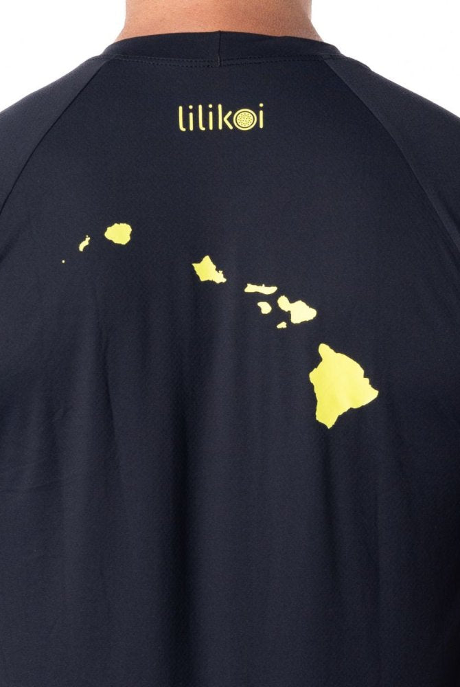 Men's Dri-Fit T-Shirt with ALOHA graphic - BLACK / WHITE - lilikoiwear.com