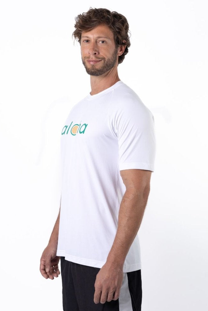 Men's Dri-Fit T-Shirt with ALOHA graphic - WHITE / GREEN - lilikoiwear.com