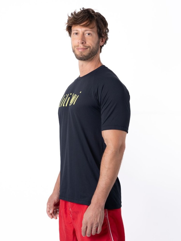 Men's Dri - Fit T-Shirt with LILIKOI logo - BLACK / YELLOW - lilikoiwear.com