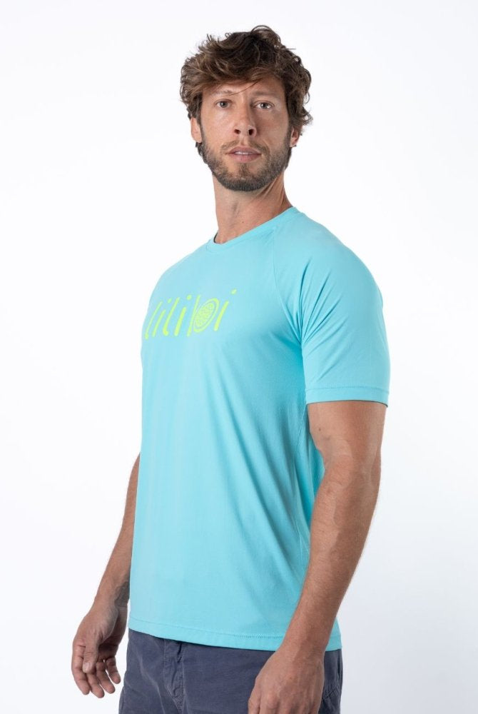 Men's Dri-Fit T-Shirt with LILIKOI logo - OCEAN / LIME GREEN - lilikoiwear.com