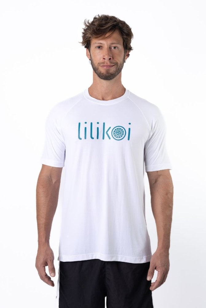 Men's Dri-Fit T-Shirt with LILIKOI logo - WHITE / BLUE - lilikoiwear.com