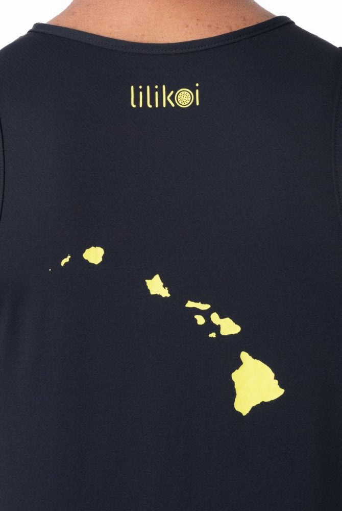 Men's Dri-Fit Tank with LILIKOI logo - BLACK / YELLOW - lilikoiwear.com