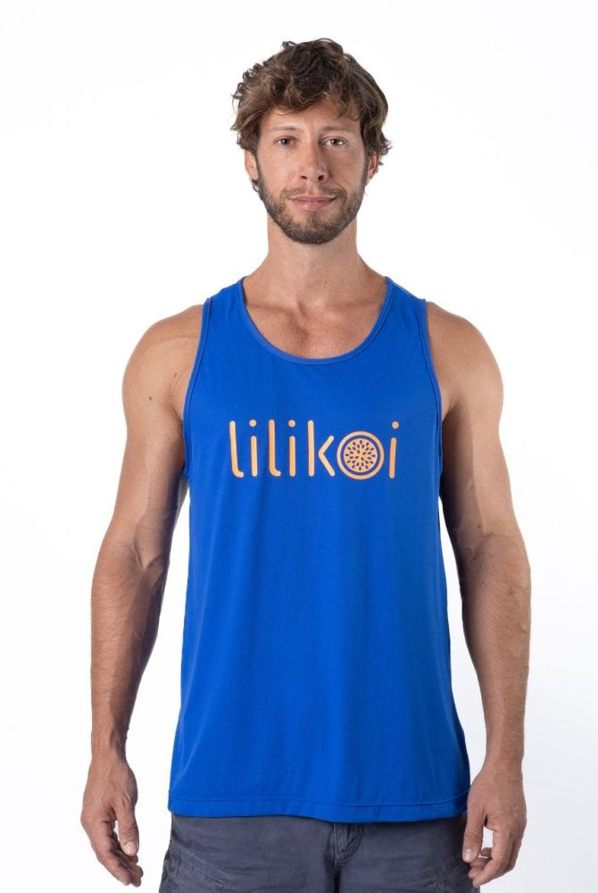 Men's Dri-Fit Tank with LILIKOI logo - ROYAL / ORANGE - lilikoiwear.com