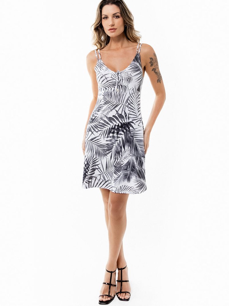 Sundress with Pockets - WHITE PALMS - lilikoiwear.com