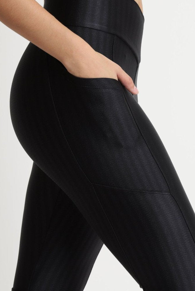 Leggings with Pockets - BLACK STRIPE - lilikoiwear.com