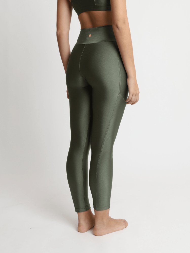 FOREST GREEN - HIGHER WAISTED YOGA LEGGINGS WITH POCKET