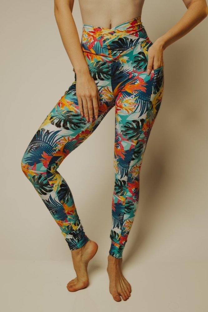 Tropical Floral Leggings Yoga Pants Women Tights Colorful Bottoms