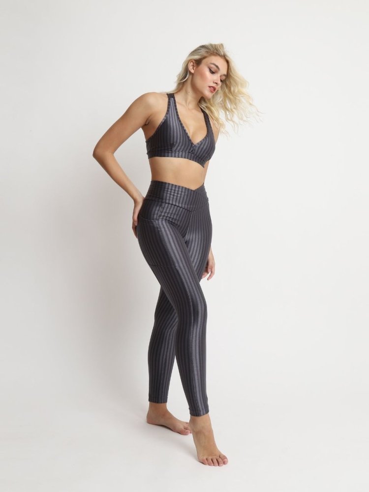 Leggings with Pockets GREY STRIPE