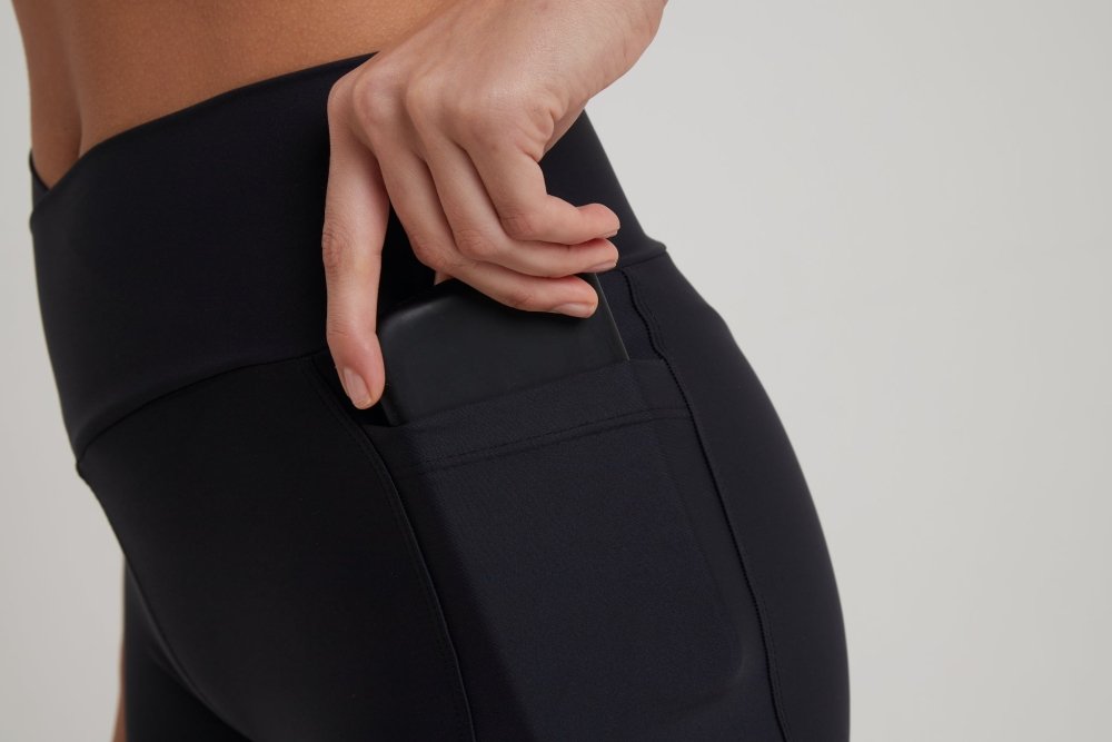 LEVITATE Shorties with Pockets - SOLID BLACK (with Hawaiian Islands) - lilikoiwear.com